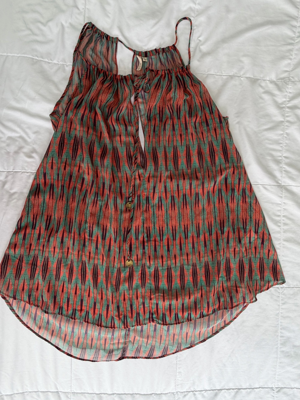 SOFIA by ViX Teal, Coral and Purple Striped Swim Coverup, Size Medium
